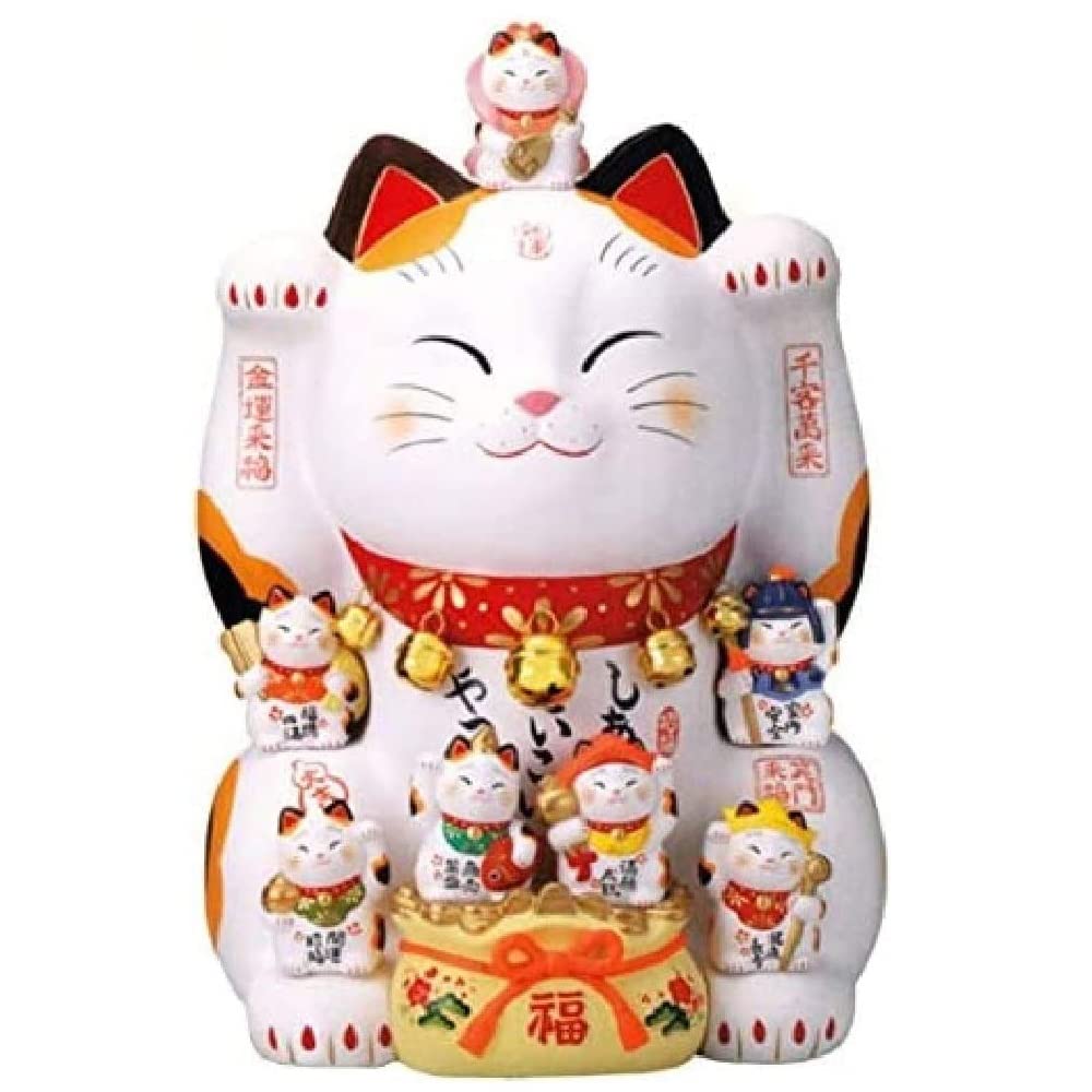 Amazon.co.jp: まねき猫 ねこ 縁起の良い 錦彩 七福神招き猫（20号